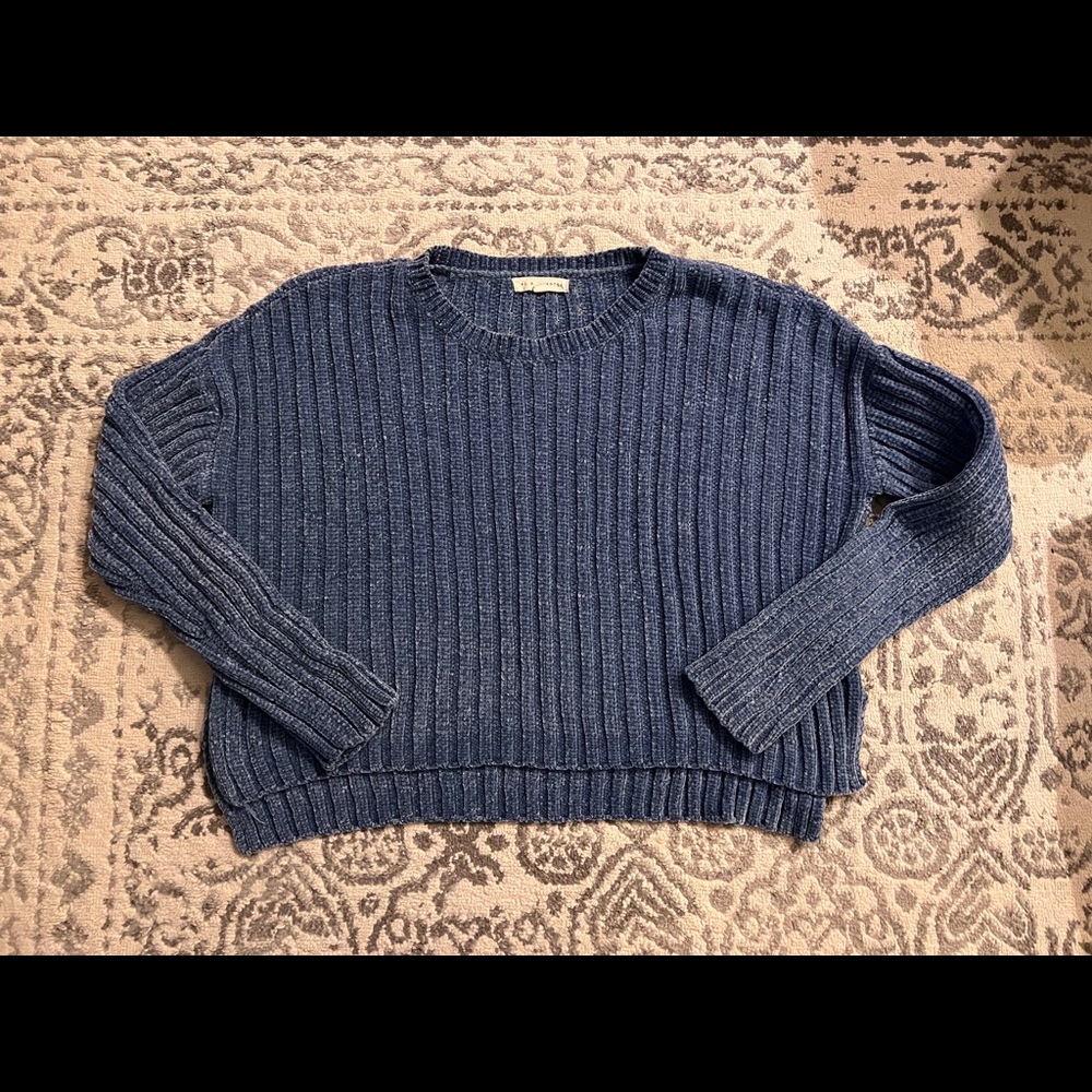 Blue Ribbed Soft Sweater